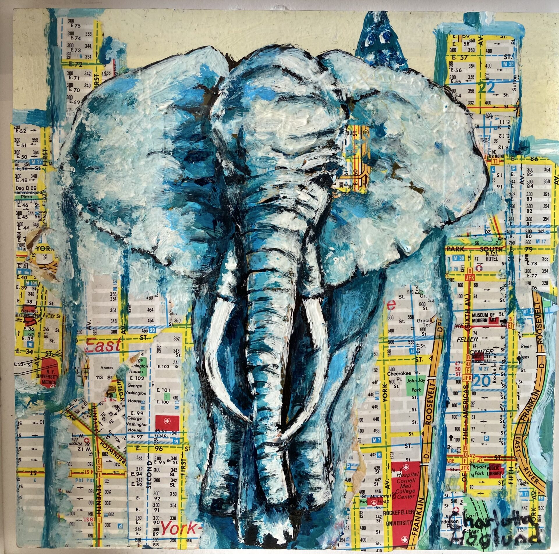 ” Elephant in New York” blandteknik